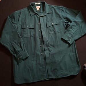 L.L. Bean Men's Chamois Cloth Shirt Green, Long Sleeve, XL